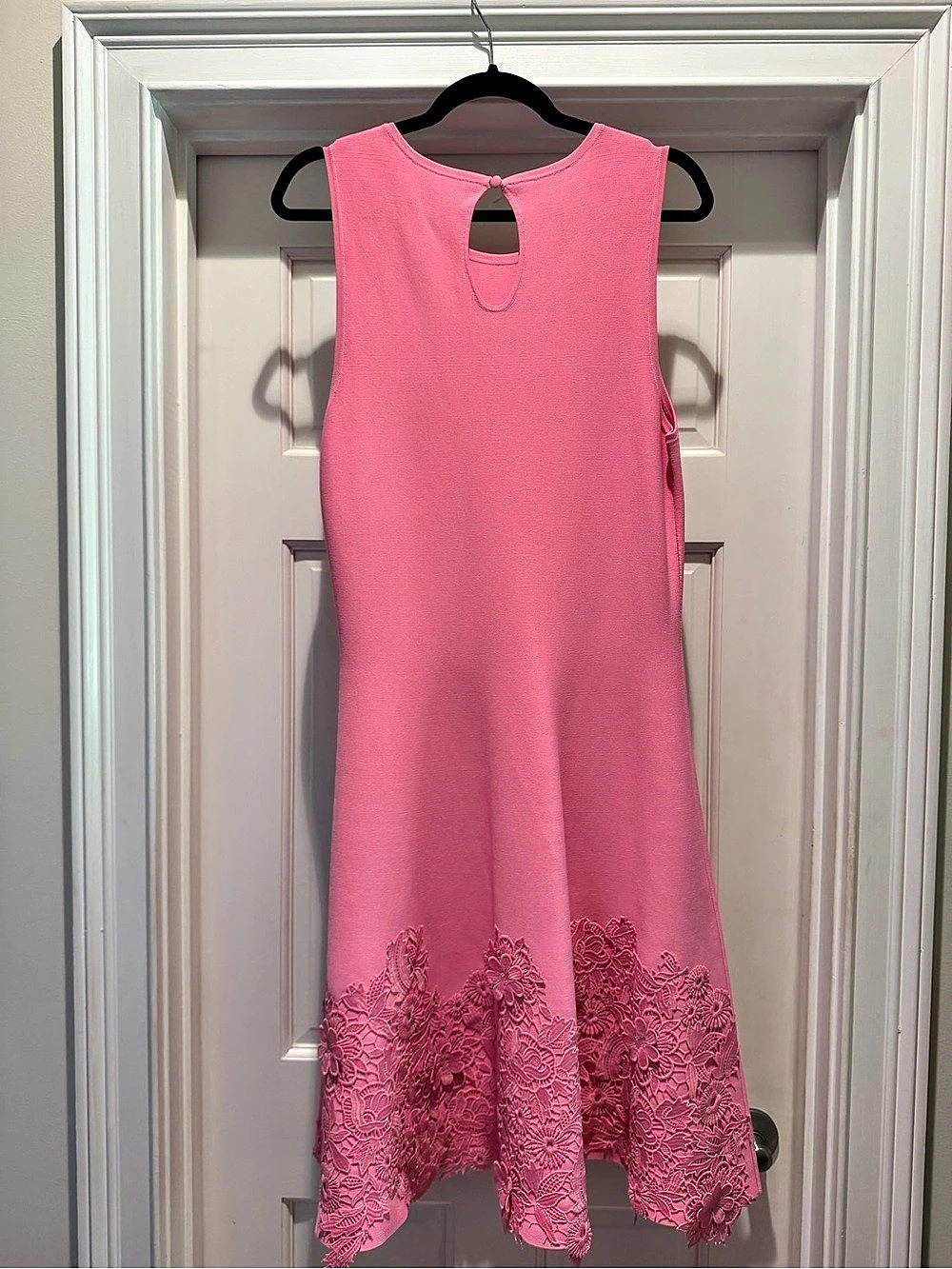 Teri Jon Lace Hem Mini Dress in Pink Size Large